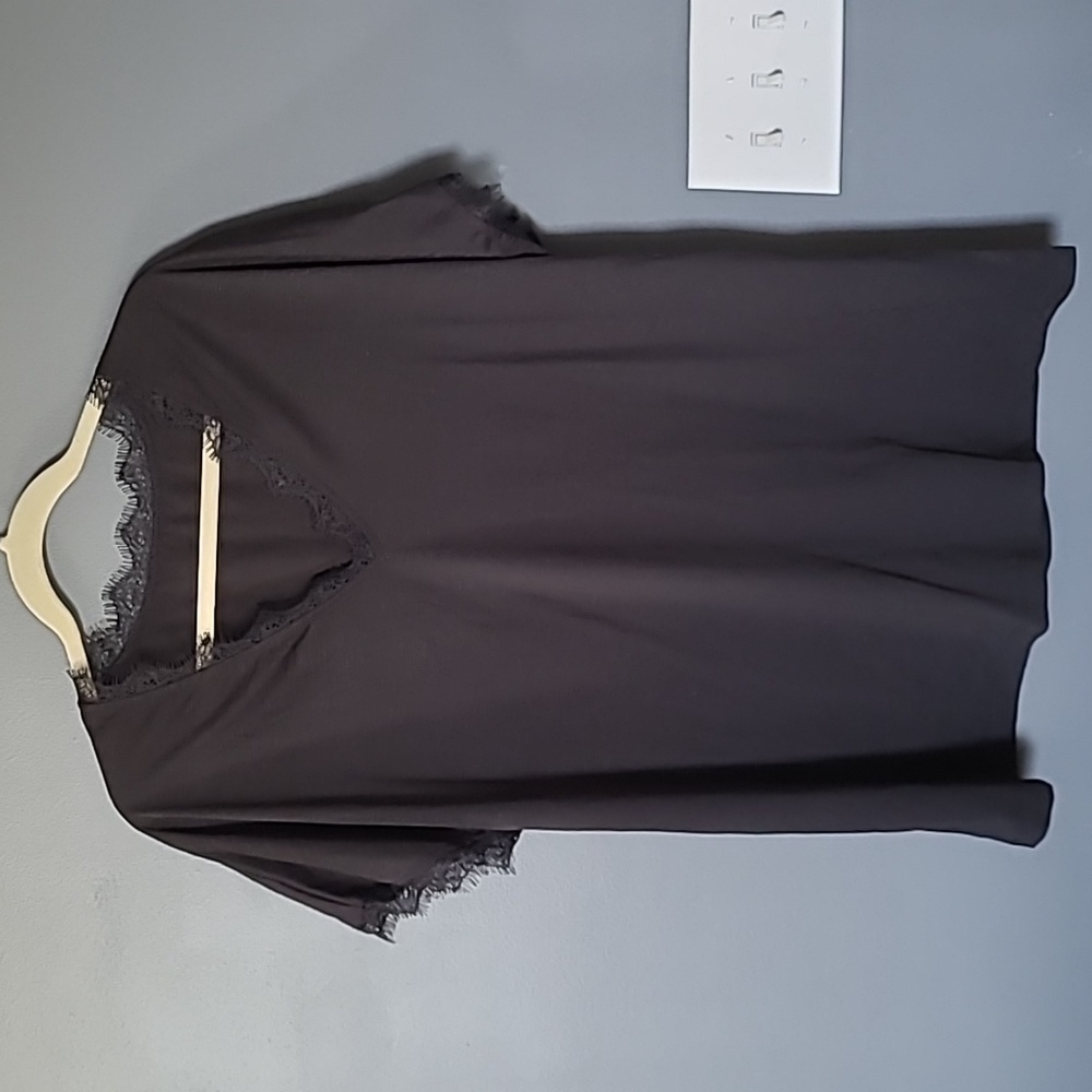 Black V-Neck with Lace Detail